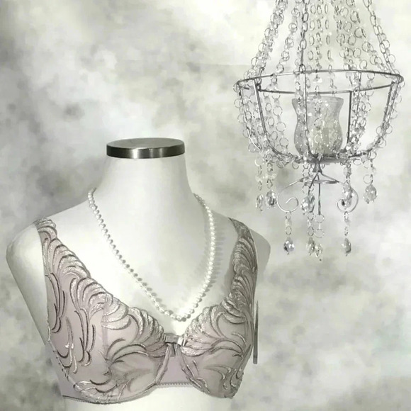 38DD Felina 110040 Lana Embroidered Unlined Plunge Bra Mocha NWT - Picture 11 of 11